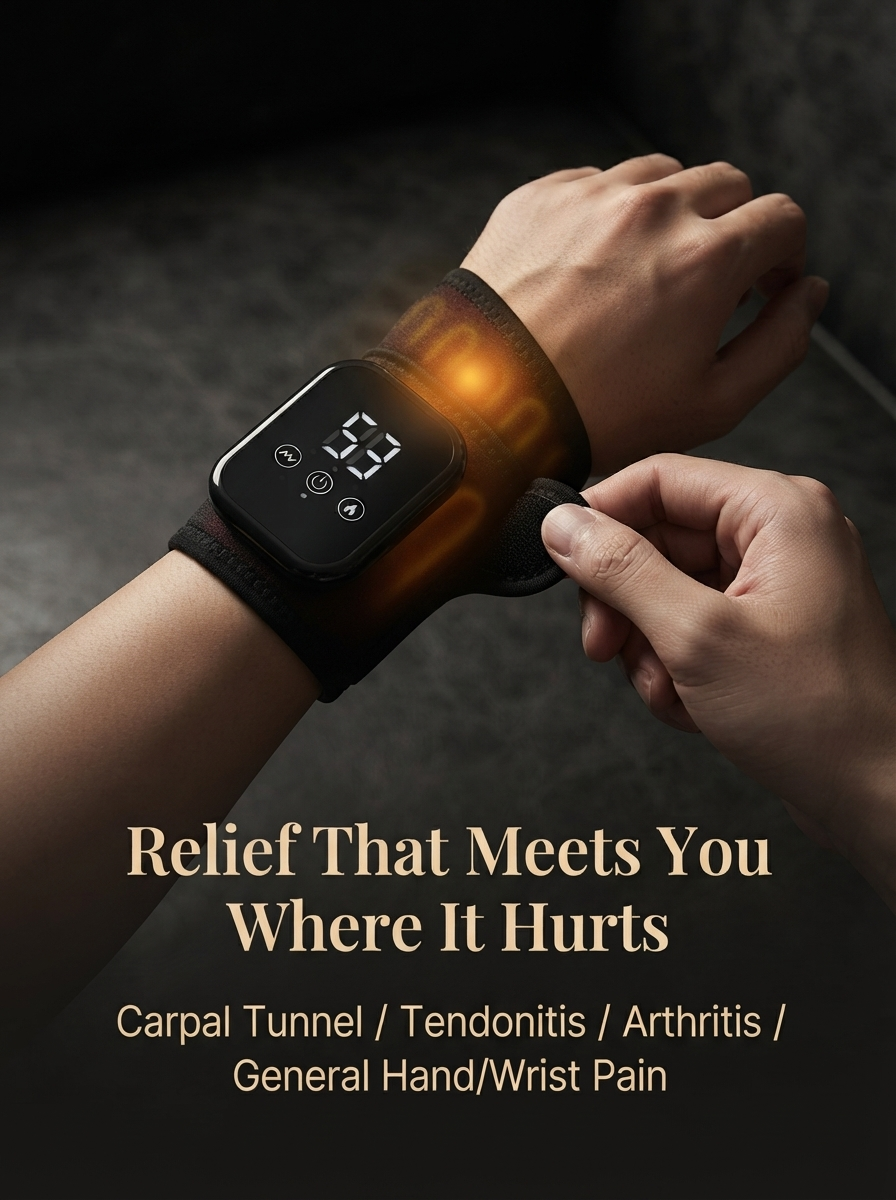 Wrist Massager with Heat and Vibration for Pain Relief